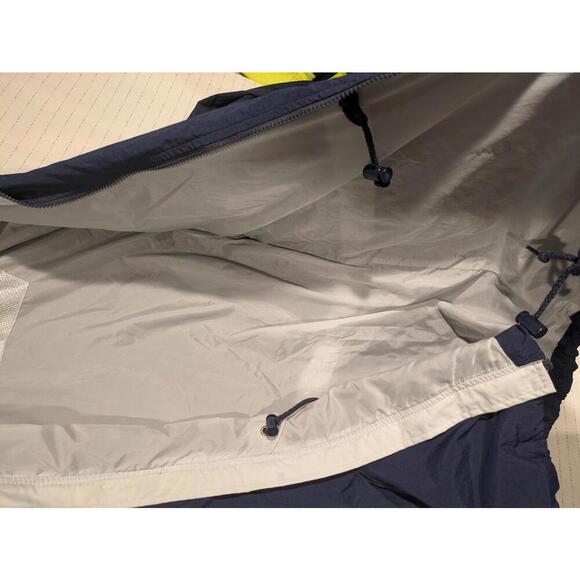 Champion Navy Blue Lightweight Windbreaker Jacket Nylon Mens Medium Rolled Hood - Picture 10 of 12